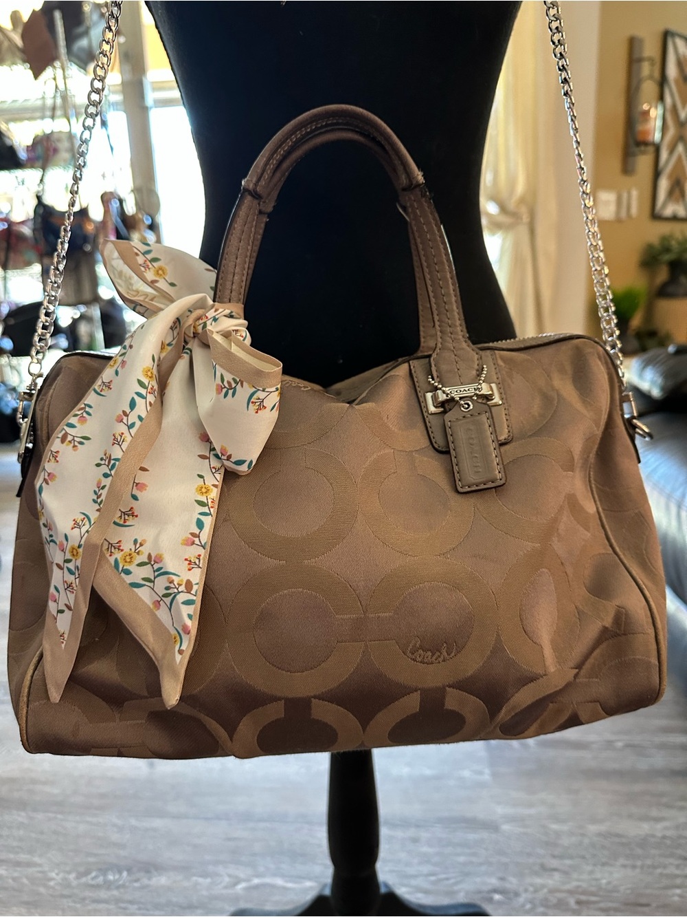 Coach Taylor OP Art Taupe Satchel
